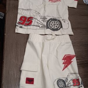 Boys Size 3T, Cars White Racing Graphic Kids Set